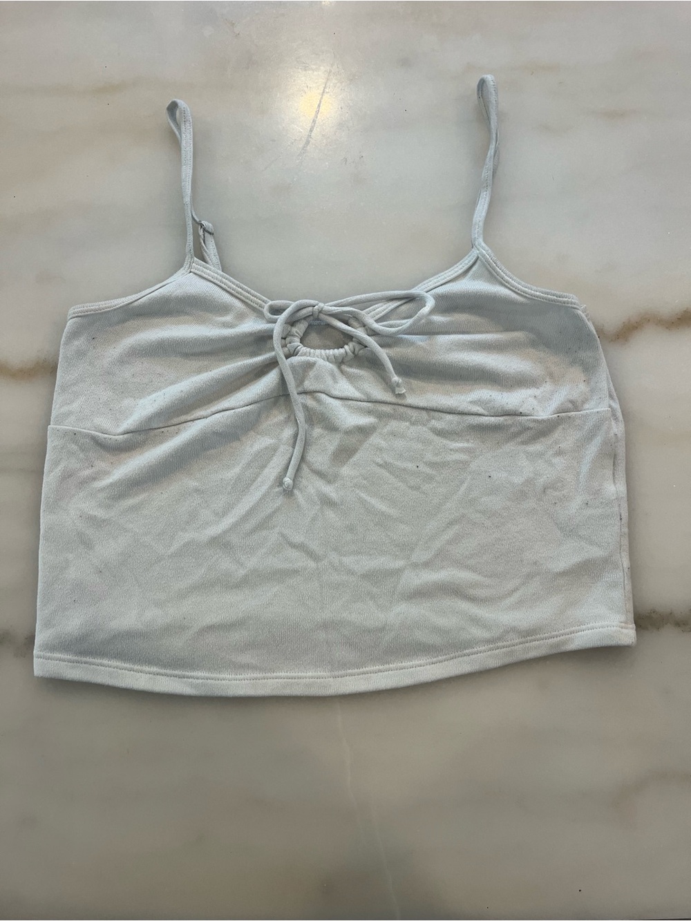 Women’s Soft White Tie-Front Cropped Cami Tank Top